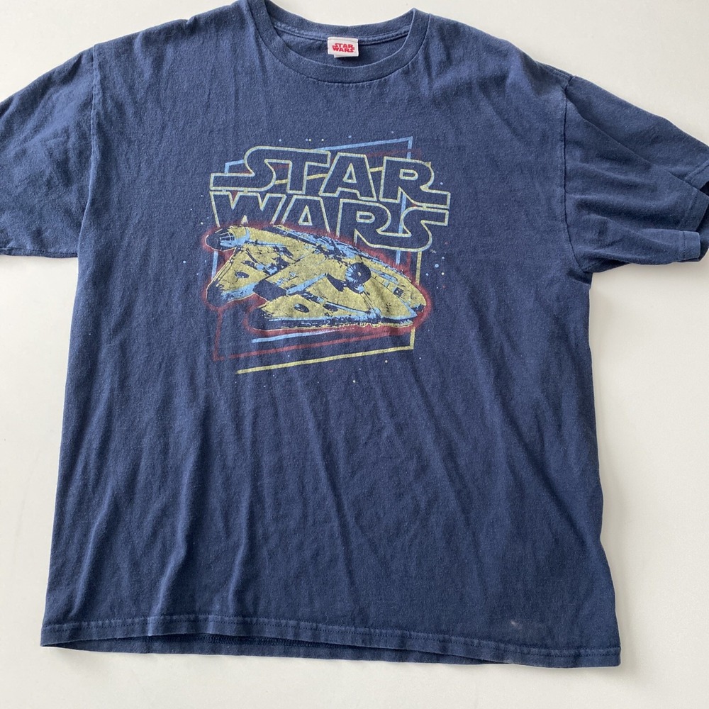 Star Wars T-Shirt Mens L Blue Brand New Millennium Falcon Logo Graphic Tee